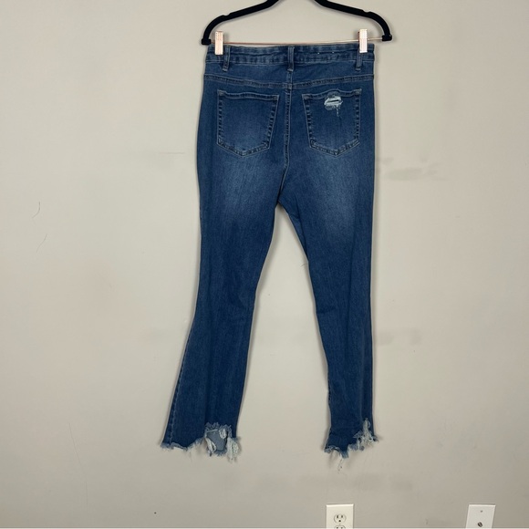 A BEAUTIFUL SOUL SKINNY FLARE RIPPED JEANS SIZE 12 DARK WASH - Picture 9 of 12